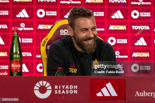 Roma coach Daniele De Rossi during a press conference at Centro Sportivo Fulvio Bernardini on March 01, 2024 in Rome, Italy.