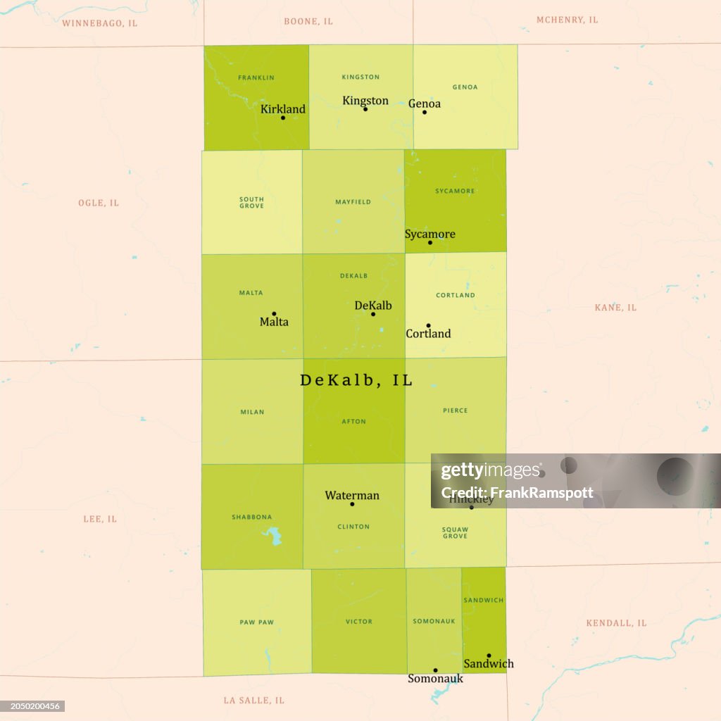 IL DeKalb County Vector Map Green