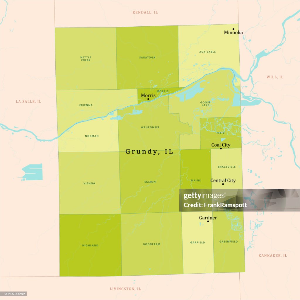 IL Grundy County Vector Map Green