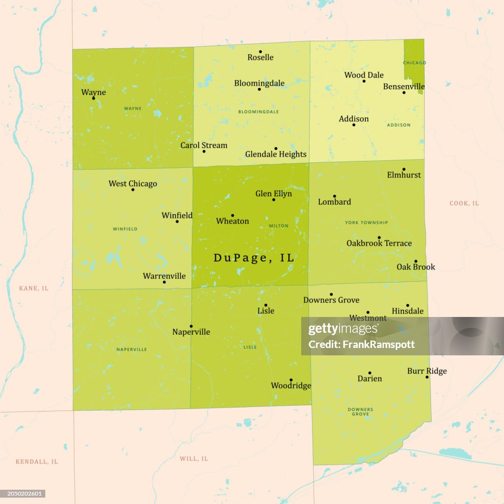 IL DuPage County Vektorkarte Grün