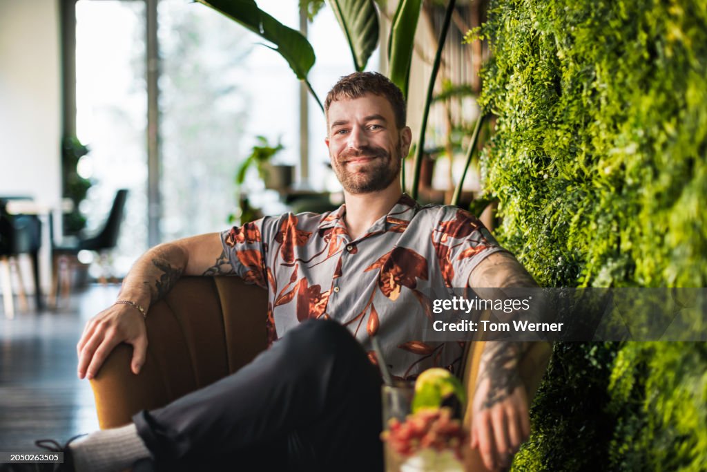 Relaxed man in urban jungle