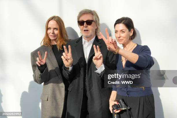 Stella, Paul, and Mary McCartney attend Stella McCartney RTW Fall 2024 as part of Paris Ready to Wear Fashion Week held at Parc André Citroën on...