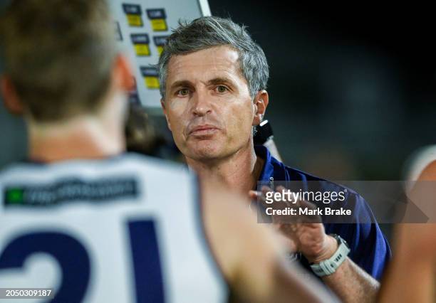 Justin Longmuir, Senior Coach of the Dockers during the 2024 AFL Community Series match between Port Adelaide Power and Fremantle Dockers at Alberton...