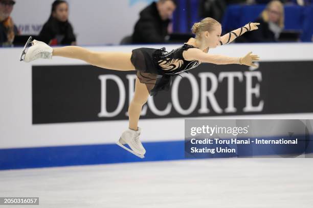 Maria Eliise Kaljuvere of Estonia performs in the Junior Women Free Skating during the ISU World Junior Figure Skating Championships at Taipei Arena...