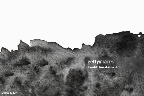 black watercolor abstract background,isolated on white. - ink stock pictures, royalty-free photos & images