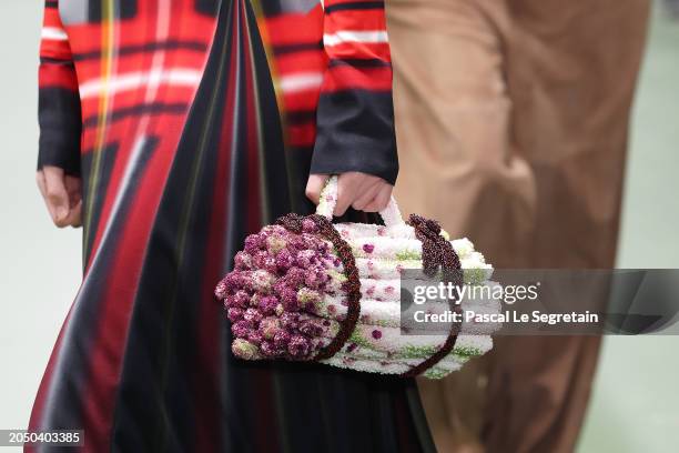 Model, fashion detail, walks the runway during the Loewe Womenswear Fall/Winter 2024-2025 show as part of Paris Fashion Week on March 01, 2024 in...