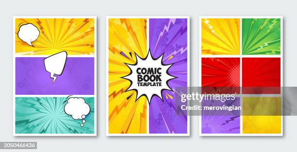 comic book layout template - comic book cover stock illustrations