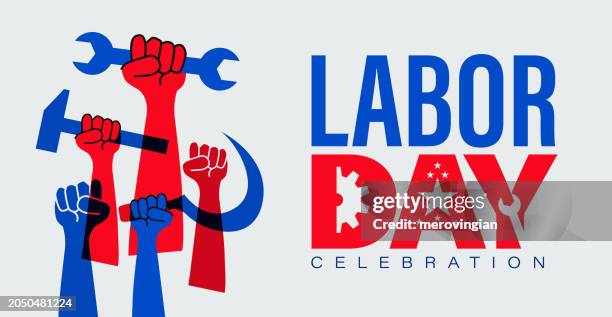 illustrations, cliparts, dessins animés et icônes de affiche de la fête internationale du travail - fête du travail
