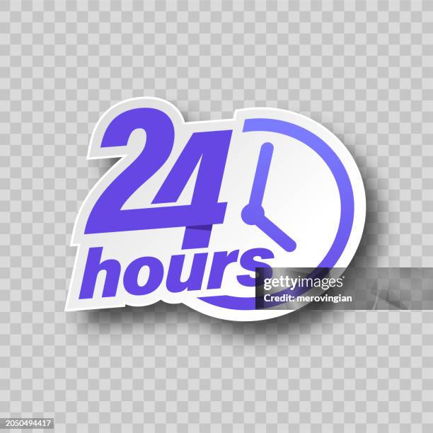 ilustrações de stock, clip art, desenhos animados e ícones de 24 hour support or 24 hour open label design - aberto 24 horas