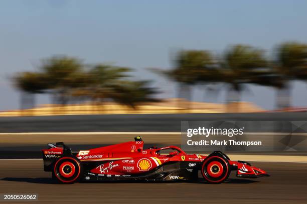 Carlos Sainz of Spain driving the Ferrari SF-24 on track during final practice ahead of the F1 Grand Prix of Bahrain at Bahrain International Circuit...