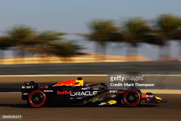 Max Verstappen of the Netherlands driving the Oracle Red Bull Racing RB20 on track during final practice ahead of the F1 Grand Prix of Bahrain at...
