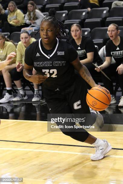 Chattanooga Mocs forward Raven Thompson during a women's college basketball game between the Chattanooga Mocs and the Wofford Terriers on March 2,...