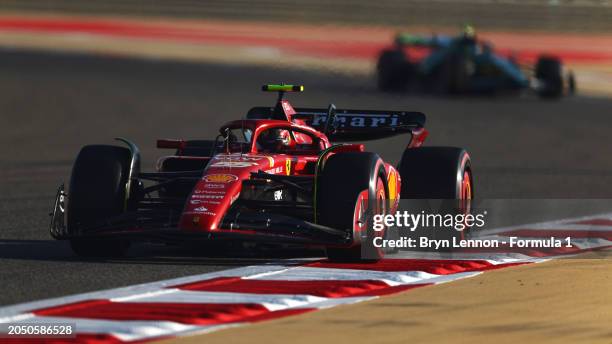 Carlos Sainz of Spain driving the Ferrari SF-24 on track during final practice ahead of the F1 Grand Prix of Bahrain at Bahrain International Circuit...