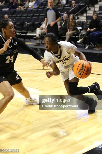 Wofford Terriers guard Ja'Rae Smith during a women's college basketball game between the Chattanooga Mocs and the Wofford Terriers on March 2, 2024...