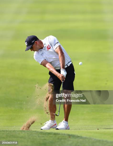 Sergio Garcia of Fireballs GC plays his second shot on the 17th hole during day one of the LIV Golf Invitational - Jeddah at Royal Greens Golf &...