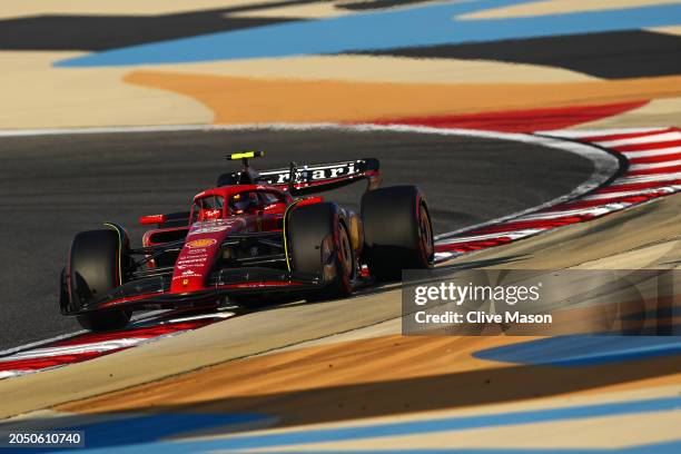 Carlos Sainz of Spain driving the Ferrari SF-24 on track during final practice ahead of the F1 Grand Prix of Bahrain at Bahrain International Circuit...