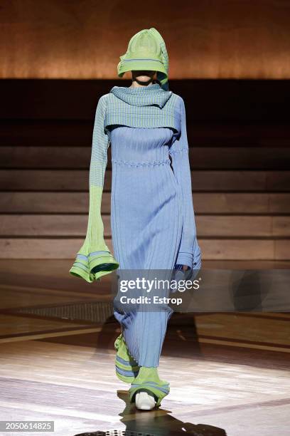 Model walks the runway during the Issey Miyake Womenswear Fall/Winter 2024-2025 show as part of Paris Fashion Week on March 1, 2024 in Paris, France.