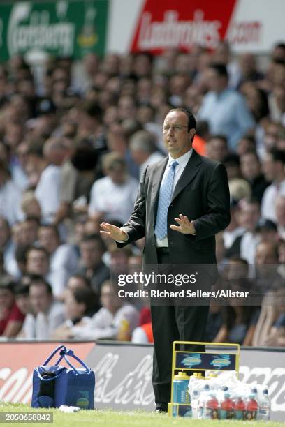 August 14: Rafa Benitez, Liverpool Coach on the side line during the Premier League match between Tottenham Hotspur and Liverpool at White Hart Lane...