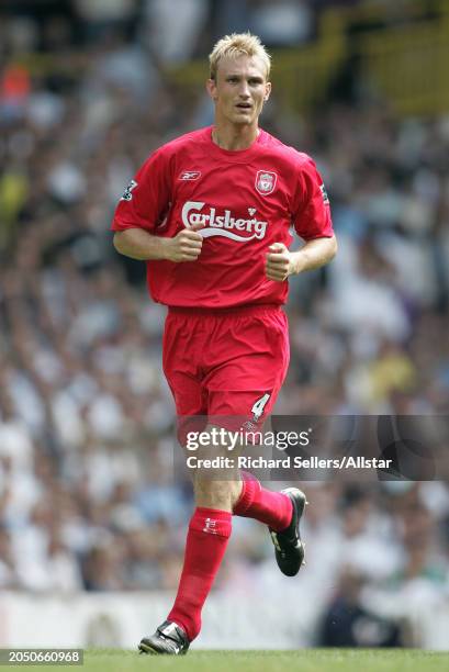 August 14: Sami Hyypia of Liverpool running during the Premier League match between Tottenham Hotspur and Liverpool at White Hart Lane on August 14,...