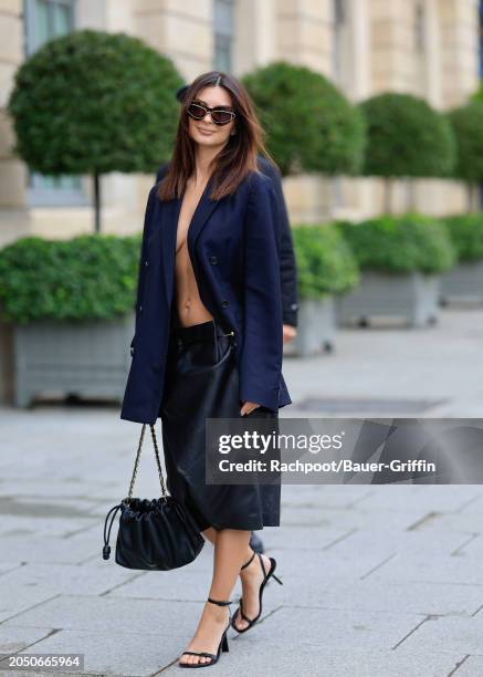 Emily Ratajkowski is seen on March 01, 2024 in Paris, France.