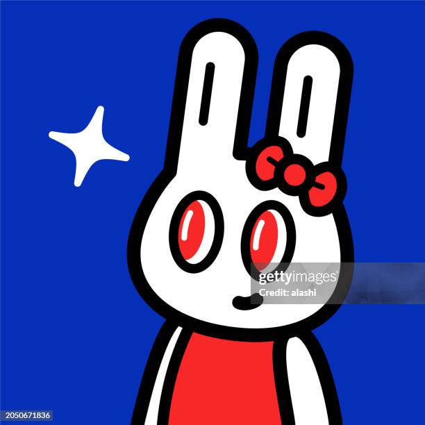 a cute female bunny with a hair bow wearing a red dress and smiling - pet clothing stock illustrations