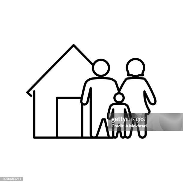 family icon in a house. - happy family at home stock illustrations