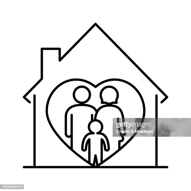 familie zu hause. - dach stock-grafiken, -clipart, -cartoons und -symbole
