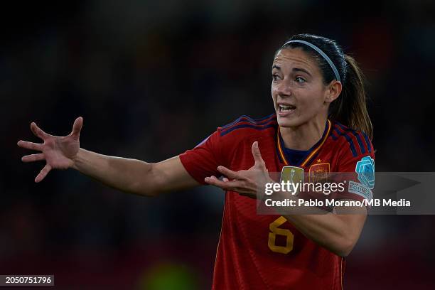 Aitana Bonmati of Spain reacts during the UEFA Nations League Final Match between Spain and France at Estadio La Cartuja on February 28, 2024 in...