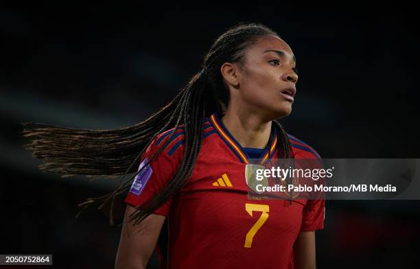 Salma Paralluelo of Spain during the UEFA Nations League Final Match between Spain and France at Estadio La Cartuja on February 28, 2024 in Seville,...