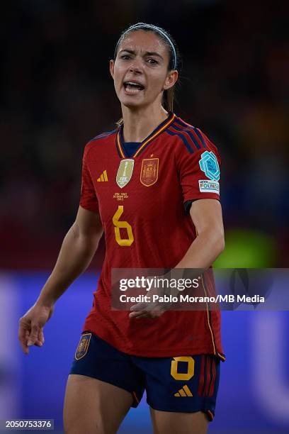 Aitana Bonmati of Spain reacts during the UEFA Nations League Final Match between Spain and France at Estadio La Cartuja on February 28, 2024 in...