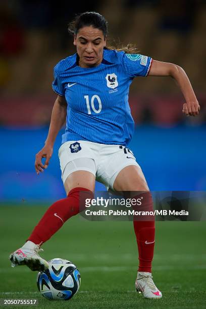Amel Majri of France in action during the UEFA Nations League Final Match between Spain and France at Estadio La Cartuja on February 28, 2024 in...