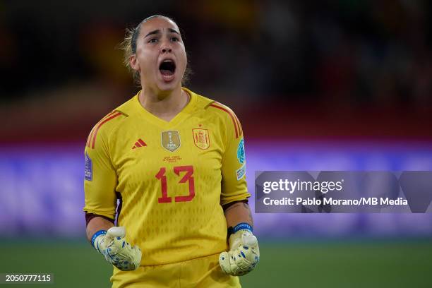 Cata Coll of Spain celebrates a goal during the UEFA Nations League Final Match between Spain and France at Estadio La Cartuja on February 28, 2024...