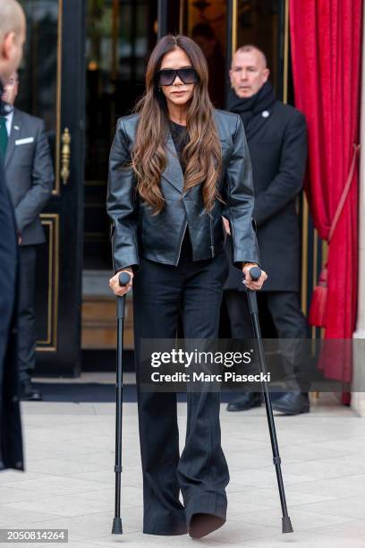 Victoria Beckham is seen on March 01, 2024 in Paris, France.