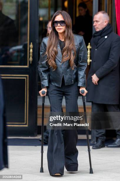 Victoria Beckham is seen on March 01, 2024 in Paris, France.