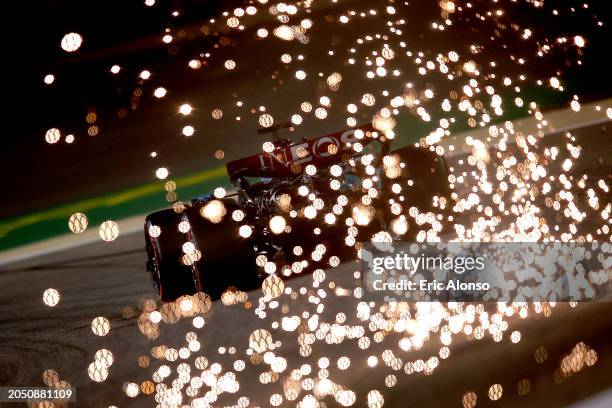 George Russell of Great Britain driving the Mercedes AMG Petronas F1 Team W15 on track during qualifying ahead of the F1 Grand Prix of Bahrain at...