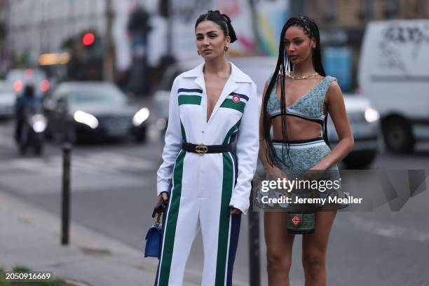 Jamilla Strand was seen wearing a green skirt with fluffy ending as well as a cropped green top along with a green casablanca bag next to Maya...