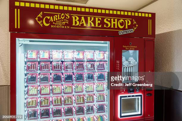Miami, Florida, Miami International Airport, Carlo's Bake Shop Express, vending machine selling slices of cake.