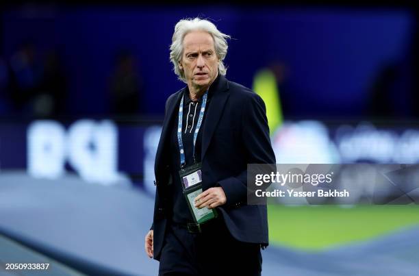 Jorge Jesus, Head Coach of Al Hilal, looks on prior to the Saudi Pro League match between Al-Hilal and Al-Ittihad at Kingdom Arena on March 01, 2024...