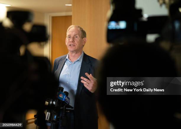 March 1: MTA Chair and CEO Janno Lieber, speaks to the media during a break from a public hearing on congestion pricing Friday, March 1, 2024 in...