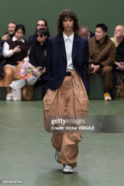 Mica Arganaraz walks the runway during the Loewe Ready to Wear Fall/Winter 2024-2025 fashion show as part of the Paris Fashion Week on March 1, 2024...
