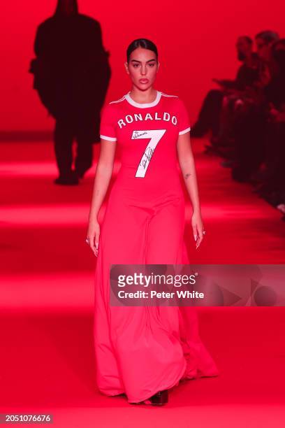 Georgina Rodríguez walks the runway during the Vetements Womenswear Fall/Winter 2024-2025 show as part of Paris Fashion Week on March 01, 2024 in...