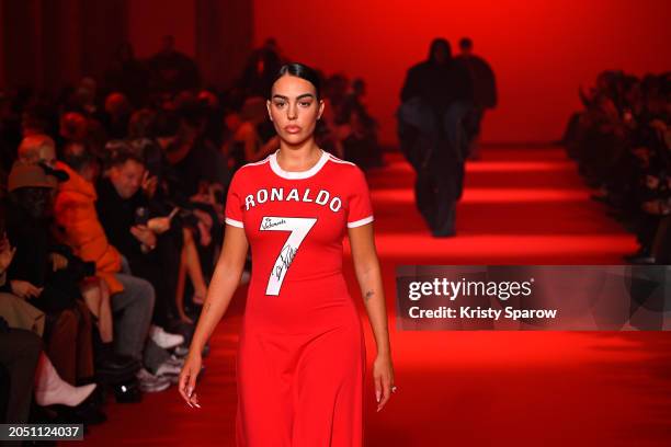 Georgina Rodriguez walks the runway during the Vetements Womenswear Fall/Winter 2024-2025 show as part of Paris Fashion Week on March 01, 2024 in...