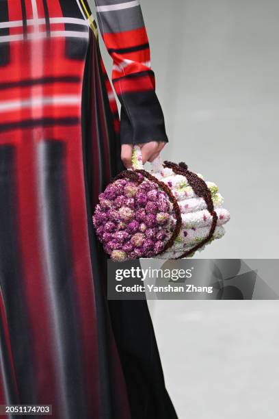 Model, fashion detail, walks the runway during the Loewe Womenswear Fall/Winter 2024-2025 show as part of Paris Fashion Week on March 01, 2024 in...