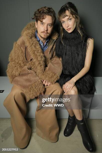 Cole Sprouse and Ari Fournier at Sacai RTW Fall 2024 as part of Paris Ready to Wear Fashion Week held on March 4, 2024 in Paris, France.