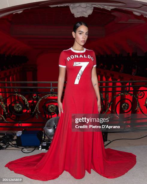 Georgina Rodriguez poses backstage prior to the Vetements Womenswear Fall/Winter 2024-2025 show as part of Paris Fashion Week on March 01, 2024 in...