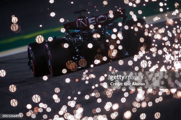 George Russell of Great Britain driving the Mercedes AMG Petronas F1 Team W15 on track during qualifying ahead of the F1 Grand Prix of Bahrain at...