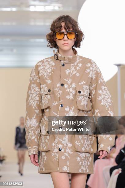 Model walks the runway during the Giambattista Valli Womenswear Fall/Winter 2024-2025 show as part of Paris Fashion Week on March 01, 2024 in Paris,...