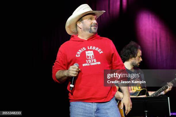 Garth Brooks performs onstage during the Big Machine Label Group Luncheon at the 2024 Country Radio Seminar at Omni Nashville Hotel on March 01, 2024...