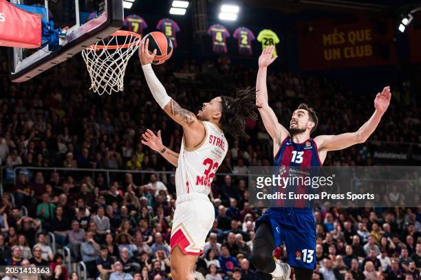 Matthew Strazel of AS Monaco in action against Tomas Satoransky of Fc Barcelona during the Turkish Airlines EuroLeague, match played between FC...