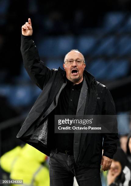 Rafa Benitez, Head Coach of Celta Vigo, reacts as he gestures during the LaLiga EA Sports match between Celta Vigo and UD Almeria at Estadio Balaidos...